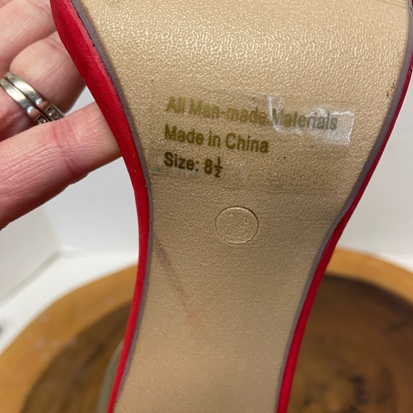 Glaze Ankle strap Red Stiletto Heels - Picture 11 of 12